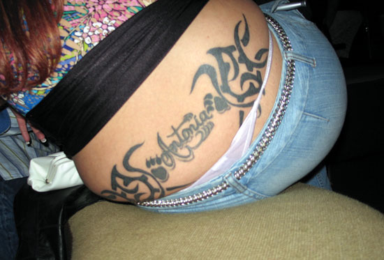 Can we have a moratorium on these stupid slut lower back tattoos please? 